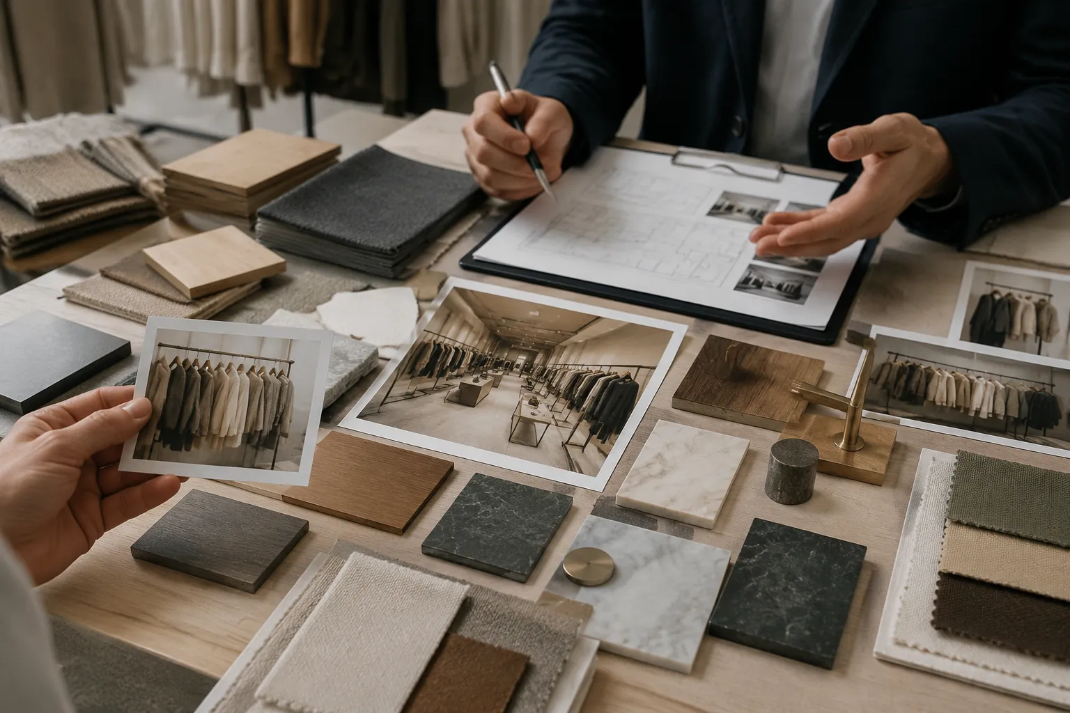 Retail handoff review board with asset provenance, decision owners, material status, and pre-production confirmation points