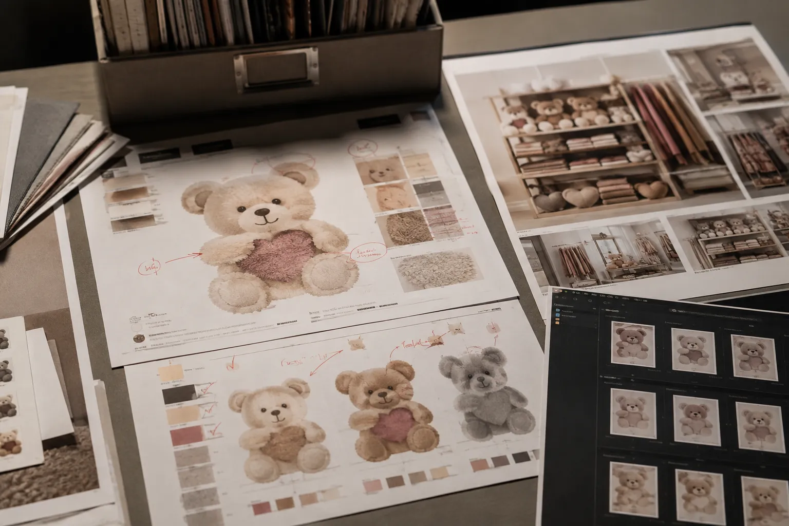 Artwork provenance and version history notes arranged for a production handoff review